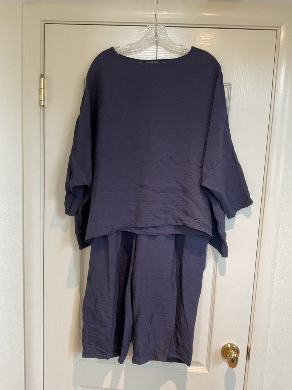 cut loose Navy Textured Oversized Tunic Top